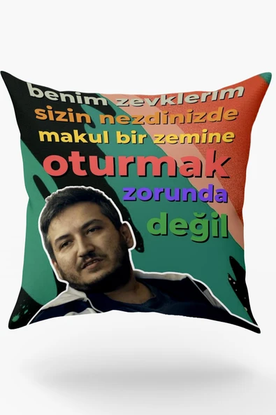 Karkan Tekstil Benim Zevklerim Sizin Nezdinizde Makul Bir Zemine Oturmak Zorunda Değil Replikli Dekoratif Yastık ürün görseli 1