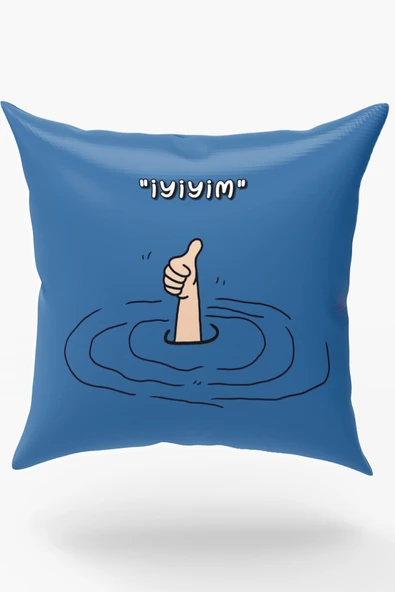 Karkan Tekstil İyiyim Yazılı Minimal Dekoratif Baskılı Yastık ürün görseli 1