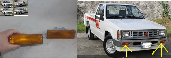 İKİ ADET fiyatıdır MITSUBISHI L200 Mitsubishi L200 Kamyonet pikap Pickup 1987-1998 ÖN Tampon SİNYAL LAMBASI ve üniversal eski model araçlara uydurulabilir ürün görseli 1