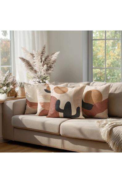 Karkan Tekstil Boho Çöl Tonları Dekoratif 4'lü Kırlent Kılıfı Seti ürün görseli 1