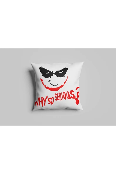 Karkan Tekstil Batman Joker Why So Serious Baskılı Dekoratif Yastık – Beyaz Film Temalı Modern Oda Aksesuarı ürün görseli 1