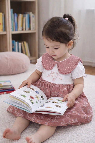 Kız Bebek Çocuk Elbise %100 Pamuk Müslin Bayramlık 15220 ürün görseli 1