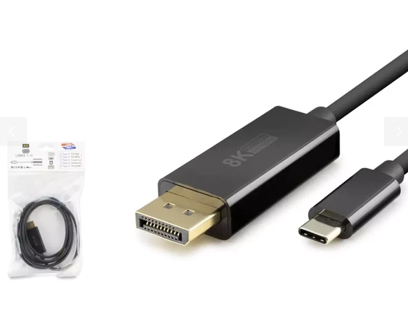 HADRON HDX7858 Type-C to DisplayPort Görüntü Kablosu 4K 144 Hz 1.8 m - Siyah ürün görseli 1