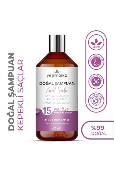Yeşilmarka Kepek Önleyici - Kepeğe Karşı Etkili - Kepekli Saçlar Için Kepek Karşıtı Doğal Şampuan 400 ml ürün görseli 1