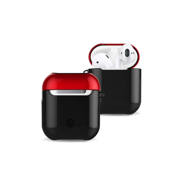 Apple Airpods 2 (2.nesil) 3in1 Kılıf - Siyah-kırmızı ürün görseli 1