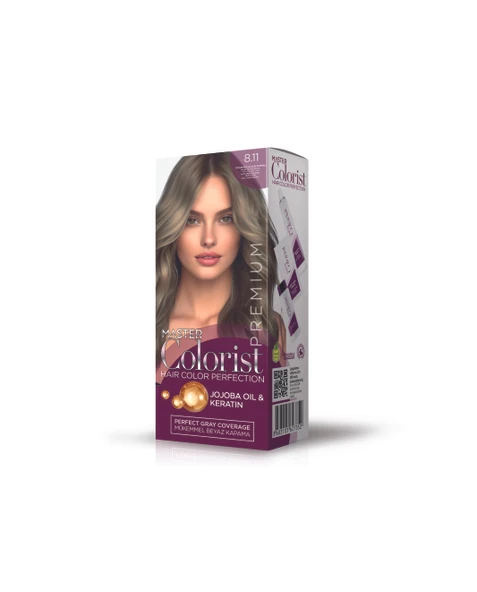 Master colorist Premium Yarı Kit Set Saç Boyası 8.11 Yoğun Küllü Açık Kumral ürün görseli 1