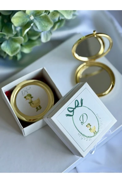 pearlsavon Kişiye Özel Harf Baskılı Kutulu Ayna – Baby Shower & Doğum Hediyeliği ürün görseli 1