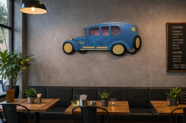 Vintage Retro Araba Duvar Süsü Metal Dekoratif Klasik Araba Tablo Genç Odası Ofis Cafe Duvar Dekoru 72x40 cm ürün görseli 1