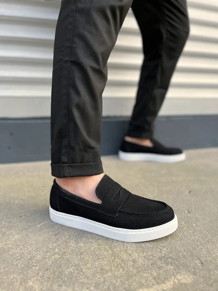 JY180 Estilo X Bağcıksız Süet Erkek Günlük Spor Klasik Ayakkabı SBT - Siyah ürün görseli 1