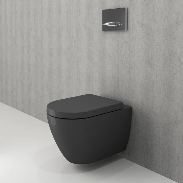 Bocchi Venezia Rimless Asma Klozet ve Kapağı Mat Antrasit 1295-020-0128 ürün görseli 1