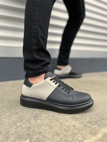 JY151 Boost Bağcıklı Cilt Süet Erkek Günlük Sneaker Ayakkabı CSST - Siyah/Gri ürün görseli 1