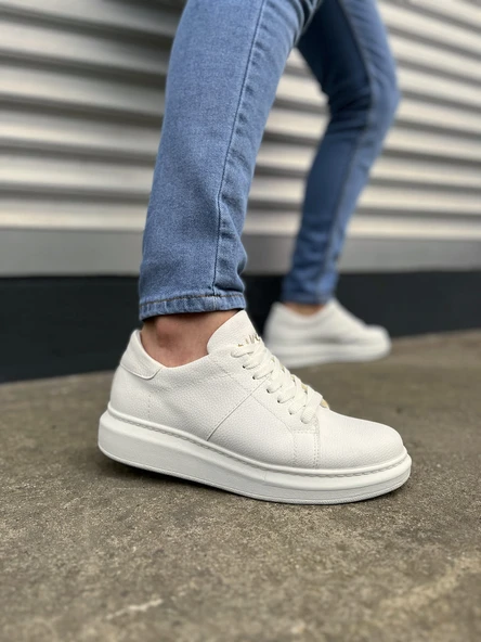 JY151 Boost Bağcıklı Cilt Erkek Günlük Sneaker Ayakkabı CBT - Beyaz ürün görseli 1
