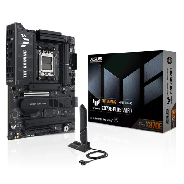 ASUS TUF GAMING X870E-PLUS WIFI7 DDR5 8000MT/S 1XHDMI 2XUSB 4XM.2 AM5 ATX (AMD AM5 9000/8000/7000 SE ürün görseli 1