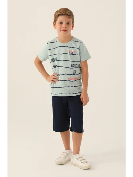 Rolypoly Erkek Çocuk %100 Pamuk Kısa Kol Kapri Pijama Takımı RP3357 ürün görseli 1