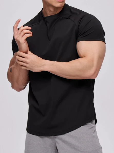 Erkek Spor Tişört Running Sports Gym Reglan Oval Kesim Penye T-shirt OVALT-SHİRT ürün görseli 1