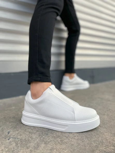 JY007 Alba Bağcıksız Cilt Erkek Günlük Sneaker Ayakkabı CBT Beyaz ürün görseli 1