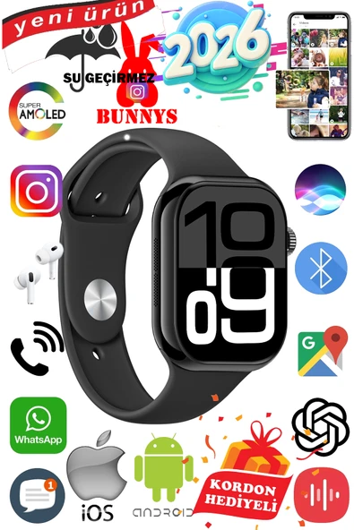 Philips Uyumlu Su Geçirmez Akıllı Saat 45MM Kordon Hediyeli 4GB Amoled Ekran ürün görseli 1