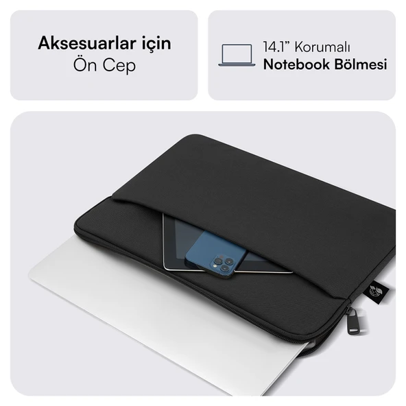 MACK MCE-1501 14.1 NOVA Eco Notebook Sleeve Siyah - Resim 3