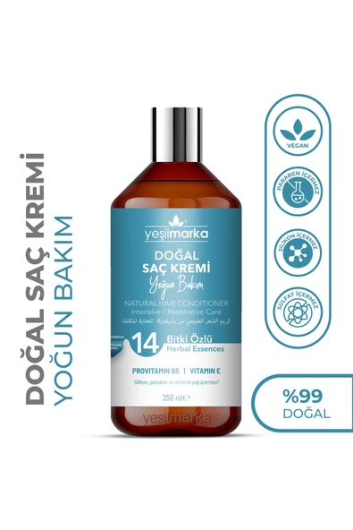Doğal Saç Kremi- Yoğun Ve Onarıcı Bakım- Yıpranmış Ve Sorunlu Saçlar- Vegan Ve Organik ürün görseli 1