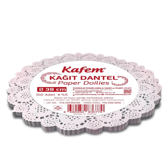 38 cm Yuvarlak Dantel Kağıt 100 Adet - Resim 2