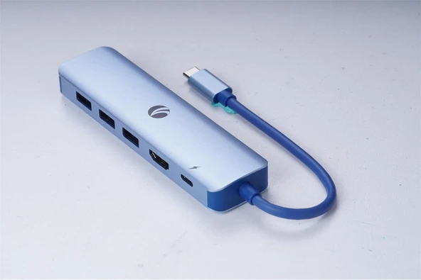 Cue55 Mavi Type-C To Hdmi(4K@30Hz)+Gigabit Lan+Usb3.0+Pd 3.0 100W Çoklayıcı ürün görseli 1