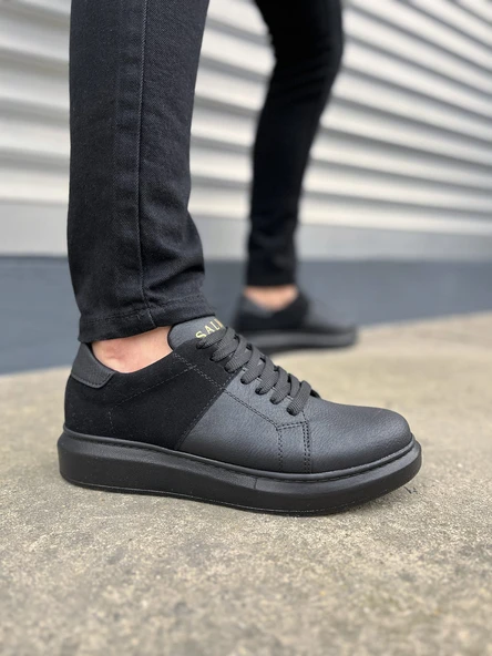 JY151 Boost Bağcıklı Cilt Süet Erkek Günlük Sneaker Ayakkabı CSST - Siyah ürün görseli 1