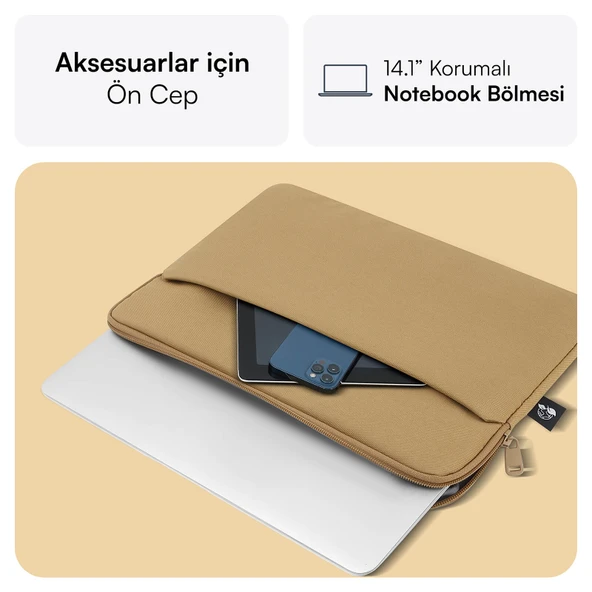 MACK MCE-1503 14.1 NOVA Eco Notebook Sleeve Camel - Resim 3