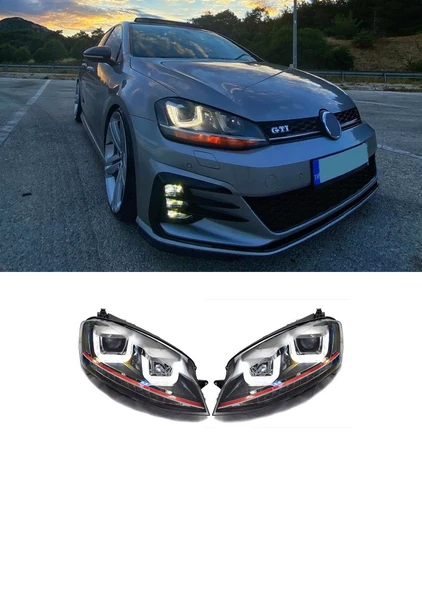 vw golf 7 (2012.2016) uyumlu kırmızı gti çift u kayar sinyal far ürün görseli 1
