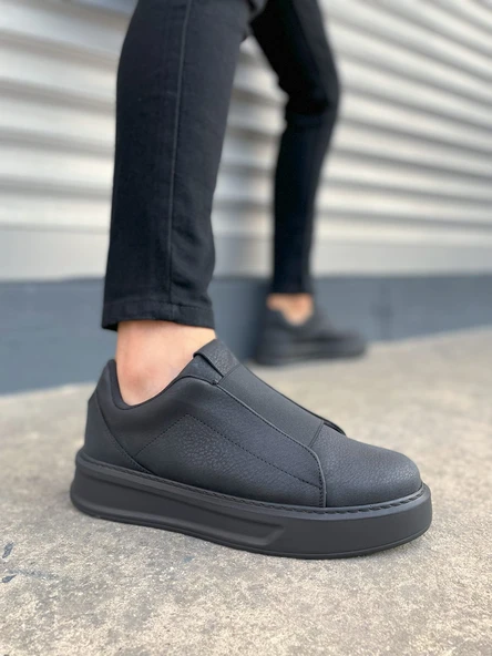 JY007 Alba Bağcıksız Cilt Erkek Günlük Sneaker Ayakkabı CST Siyah ürün görseli 1