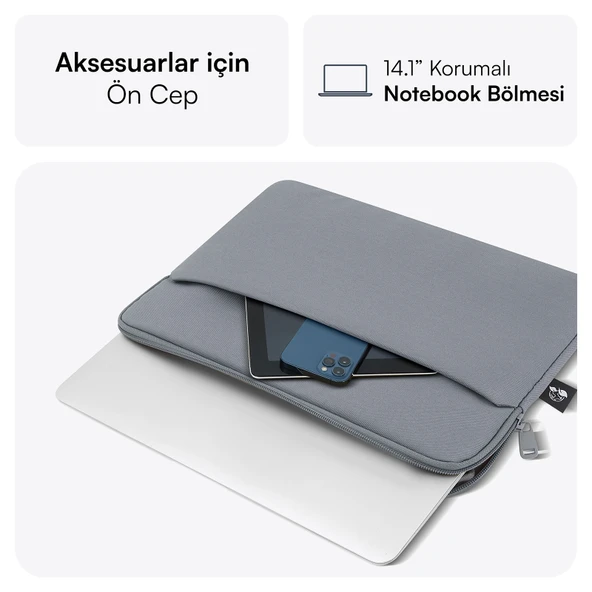 MACK MCE-1502 14.1 NOVA Eco Notebook Sleeve Gri - Resim 3