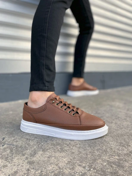 JY0535 Prime Bağcıklı Cilt Erkek Günlük Sneaker Ayakkabı CBT - Taba ürün görseli 1
