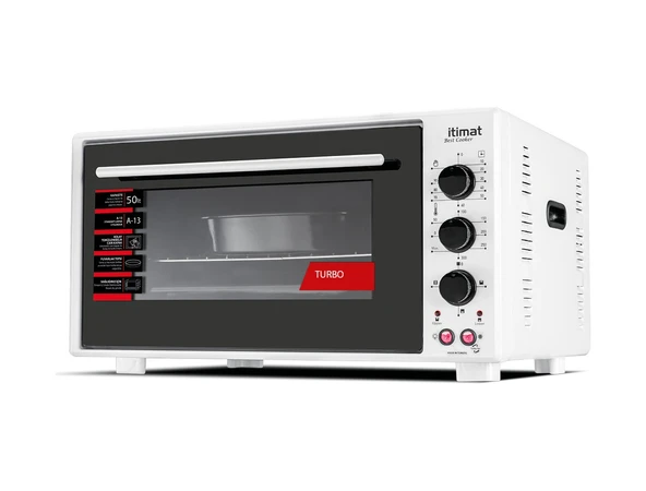 İtimat 8020 Çift Camlı Köşeli 50 lt Beyaz Midi Fırın ürün görseli 1