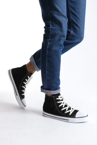 JY0423 AXE Bağcıklı Keten Kumaş Erkek Günlük Sneaker Ayakkabı KBT - Siyah ürün görseli 1