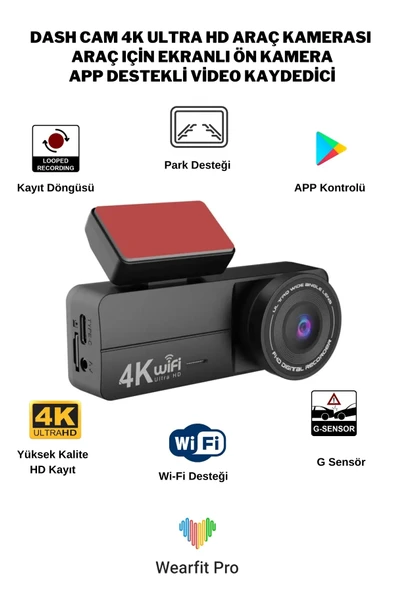 Bagajon Castu C9 Dash Cam 4k Ultra HD Araç Kamerası Kaza Güvenlik Kamerası Wifi & APP Destekli Video Kaydedici ürün görseli 1