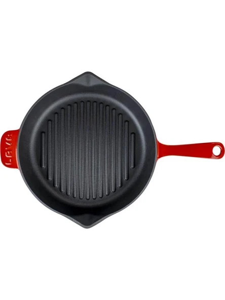 Lava Demir Döküm Yuvarlak 28 cm Izgara Tavası Kırmızı ürün görseli 1