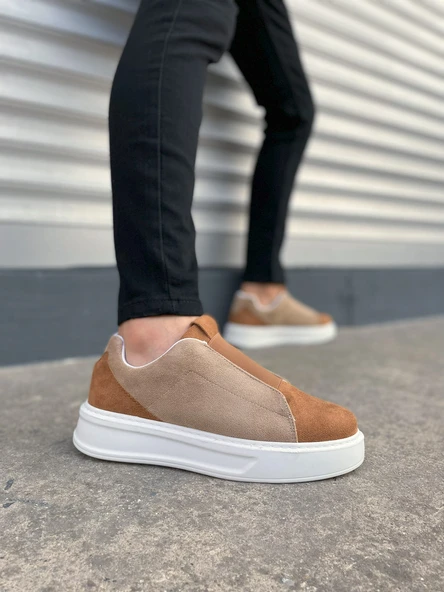 JY007 Alba Bağcıksız Süet Erkek Günlük Sneaker Ayakkabı SBT Taba/Vizon ürün görseli 1