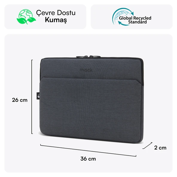MACK MCE-1504 14.1 NOVA Eco Notebook Sleeve Antrasit - Resim 2