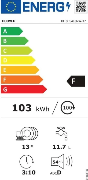 Hoover HF 3E53L0W-17 5 Programlı Bulaşık Makinesi - Resim 4