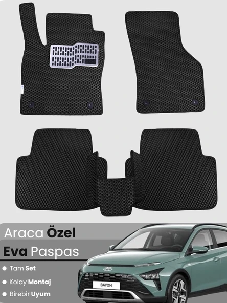 Hyundai Bayon (2021-2025) Uyumlu EVA Paspas Tam Set – Araca Özel Tasarım, Su Geçirmez,Kolay Montaj ürün görseli 1