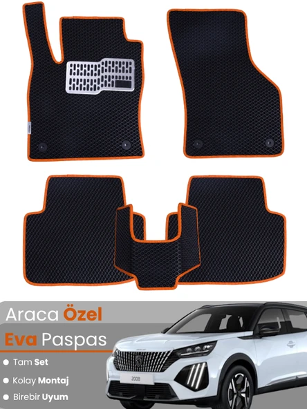 Peugeot 2008 Benzinli (2020-2025) Uyumlu EVA Paspas Tam Set–Araca Özel Kesim,Kaymaz,Kolay Montaj ürün görseli 1