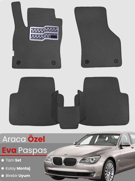BMW 7 SERİSİ F01 SHORT (2009-2015) Uyumlu EVA Paspas Tam Set–Araca Özel,Su Geçirmez ürün görseli 1