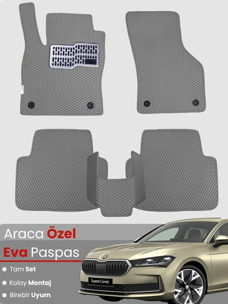 Skoda Super B (2024-2025) Uyumlu EVA Paspas Tam Set–Araca Özel,Su Geçirmez,Hızlı Montaj ürün görseli 1
