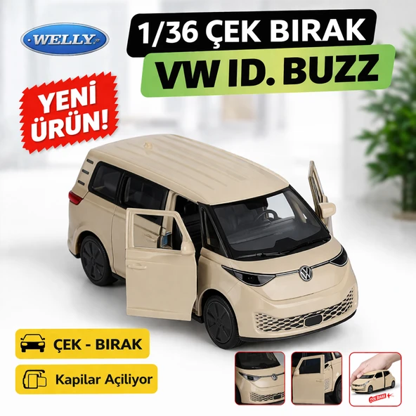 1/36 Çek Bırak Volkswagen ID. Buzz  Die-Cast Model Araba  Açılır Kapılı ürün görseli 1