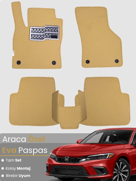 Honda Civic FE (2022-2025) Uyumlu EVA Paspas Tam Set – Birebir Uyum,Araca Özel Tasarım,Kolay Montaj ürün görseli 1