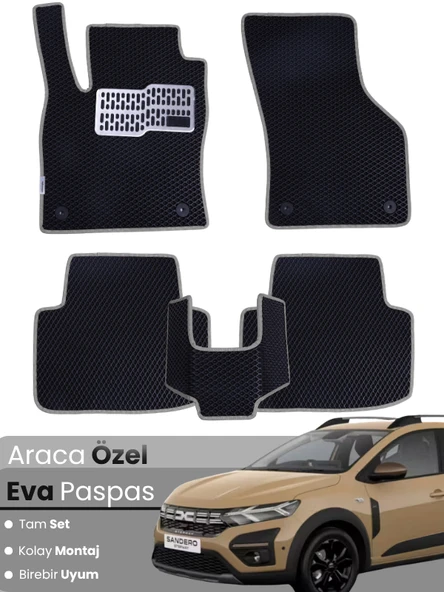 Dacia Sandero (2020-2025) Uyumlu EVA Paspas Tam Set – Birebir Uyum,Su Geçirmez,Kolay ve Hızlı Montaj ürün görseli 1