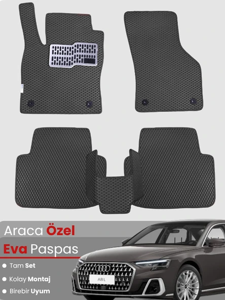AUDİ A8 L (2017-2024) Uyumlu EVA Paspas Tam Set–Araca Özel,Su Geçirmez,Hızlı ve Kolay Montaj ürün görseli 1