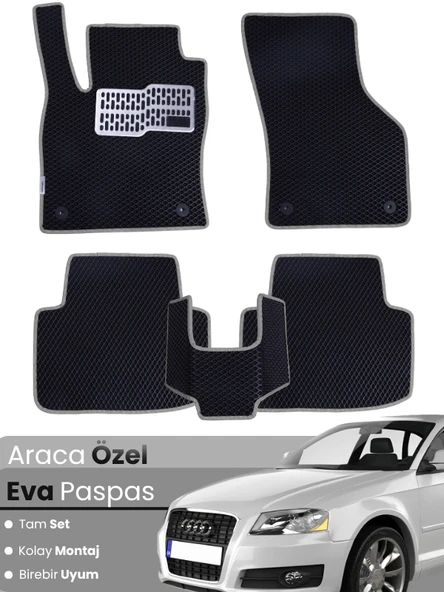 AUDİ A3 HATCHBACK (2003-2012) Uyumlu EVA Paspas Tam Set–Araca Özel,Su Geçirmez,Kolay Montaj ürün görseli 1