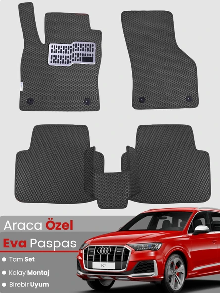 AUDİ Q7 (2005-2015) Uyumlu EVA Paspas Tam Set–Araca Özel,Su Geçirmez,Hızlı ve Kolay Montaj ürün görseli 1