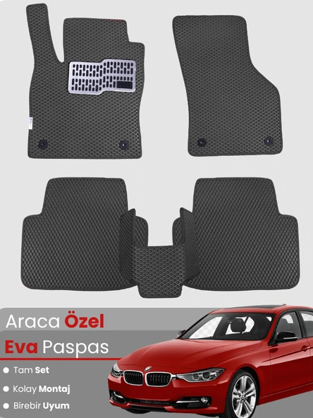 BMW 3 SERİSİ F30 SEDAN (2012-2019) Uyumlu EVA Paspas Tam Set–Araca Özel,Su Geçirmez ürün görseli 1