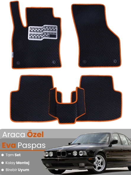 BMW 5 SERİSİ E34 SEDAN (1988-1996) Uyumlu EVA Paspas Tam Set–Araca Özel,Su Geçirmez ürün görseli 1